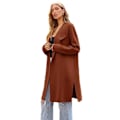 Miniatyrbillede 3 af 5: Dame Lang Uldbluser Cardigan Let Casual Frakke Brown M