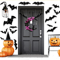Miniatyrbillede 3 af 8: Halloween Halvmånekrans med Lys, Sort Måneblomst og Kattekrans Style 2