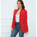Miniatyrbilde 4 av 8: Kvinners Ruffled Lapel Knappelukking Jakke Red M