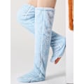 Miniatyrbild 3 av 4: Mysiga Sockor, Knähöga Toffelsockor, Damvinterstrumpor Över Knäet, Fuzzy Långa Strumpor Blue