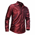 Miniatyrbilde 2 av 4: Menn's Glossy Lomme Langærmet Lapel Trykket Skjorte Red M