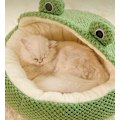 Miniatyrbillede 2 af 5: Super Blød Grøn Frø Formet Dyreseng Half-Shed Nest S