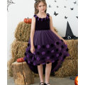 Miniatyrbillede 6 af 11: Piges Blomstret Kage-Mesh-Skørt med Slæb Purple 110CM