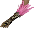 Miniatyrbillede 1 af 7: 2 stk. gotiske sorte blonde fjer lange handsker til kvinder pink