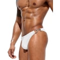 Miniatyrbillede 3 af 6: Mænds Sexy Badetøj Bikini Briefs Skinnende Metallic Thong G-String med Hip Coverage White XL