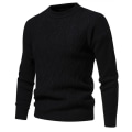 Miniatyrbilde 2 av 4: Hettegenser for menn i ensfarget rund hals, casual Black XL