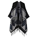 Miniatyrbild 1 av 3: Retro Tofs Poncho Sjal Cape Wraps för kvinnor black1