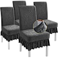 Miniatyrbild 1 av 5: Matstolsöverdrag med kjol - Set om 4 stolsöverdrag Gray