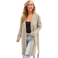 Miniatyrbillede 2 af 5: Dame Lang Uldbluser Cardigan Let Casual Frakke Beige M