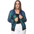 Miniatyrbilde 1 av 5: Kvinners Sequin Fitted Lang Ermet Glidelås Blazer Bomberjakke Green L
