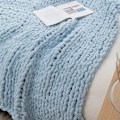 Miniatyrbillede 3 af 5: Tyk Strikket Tæppe, Blødt Strikket Hæklet Tæppe til Sofa Hjemmeindretning White