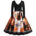 Miniatyrbild 1 av 4: Klänning för Halloween Pumpa Ghost Print Klänning för kvinnor white S