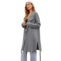 Miniatyrbillede 3 af 5: Dame Lang Uldbluser Cardigan Let Casual Frakke Gray M