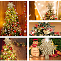 Miniatyrbild 4 av 5: 3D Hollow Glitter Lighted Gold Snow Tree Topper Gold Snowflake