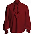 Miniatyrbilde 1 av 8: Hvit skjorte med volanger for menn i viktoriansk stil Red 2XL