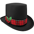 Miniatyrbillede 1 af 5: Snemandens Tophat med Ternet Bånd, Mistelten og Bær
