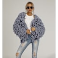 Miniatyrbillede 2 af 11: Plys Fringe Frakke Overfrakker til Kvinder Efterår Og Vinter Grey XL
