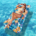 Miniatyrbillede 1 af 4: Oppustelig Pool Flydemadras med Hovedstøtte, Tropiske Blade Pool Lounger Flydere Voksne A