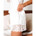 Miniatyrbild 4 av 5: Damspetspanel med elastiska midja Shorts Sovkläder Set WHITE M