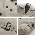 Pikkukuva 6 / 7: Miesten Slim Fit Kaksoisrintainen Vyöllä Varustettu Tuulenpitävä Takki Khaki M