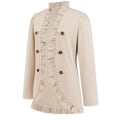 Miniatyrbilde 6 av 8: Kvinners Ruffled Lapel Knappelukking Jakke Apricot M