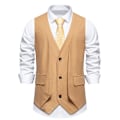 Miniatyrbild 1 av 9: Herrar Formell Mode Väst Lagerad Väst Business Klänning Kostym Västar KHAKI 2XL
