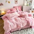 Miniatyrbild 2 av 5: Lyx Ultra Soft Shaggy Crystal Velvet Sängkläder Set 3 delar pink 1.8m