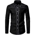 Miniatyrbild 1 av 5: Herrar Western Cowboy Skjorta Mode Slank Passform Design Black 3 M