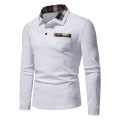 Miniatyrbillede 2 af 10: Mænds Langærmet Plaid Patchwork Lapel Casual Skjorte White L