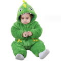 Miniatyrbillede 1 af 6: Nyfødt Baby Jumpsuit med Hætte Fleece Rompers Langærmede Onesies Udetøj Outfits Green 80