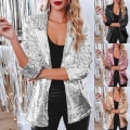 Miniatyrbild 8 av 8: Kvinnlig Blazer, Lättviktig, Långärmad, Enknapp, Slank Blazer Gold S