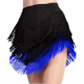 Miniatyrbillede 1 af 2: Kvinders Tassel Latin Danseskørt, Salsa Tango Rumba Dancewear Black Blue 3XL
