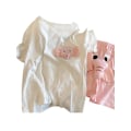 Miniatyrbild 1 av 7: Unisex T-shirt och Shorts Set med Cartoon Elefant Mjukt Djursovkläder Pink M