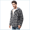 Miniatyrbillede 4 af 10: Mænds Flanneljakke Løstsiddende Plaid Sherpaforet Flannelskjorte Trykknapper Varme Vinterjakker Lommer Red L