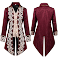 Miniatyrbillede 1 af 7: Mænds Middelalderlig Steampunk Jakke Victorian Litteratur Retro Gothic Smoking Red M