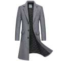 Miniatyrbild 1 av 5: Trenchcoat ullblandning för män lång jacka Grey M