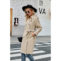 Miniatyrbilde 4 av 6: Kvinners dobbeltbrystet lang trenchcoat med belte Khaki M