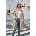 Miniatyrbilde 2 av 6: Kvinners dobbeltbrystet lang trenchcoat med belte Grey S