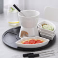 Miniatyrbillede 3 af 11: 300ML Keramisk Smørvarmer Sæt med Træpalle, Fonduegryde Smeltegryde Sæt white