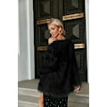 Miniatyrbillede 3 af 4: Dame Langærmet Fluffy Faux Fur Varmt Frakke Black M