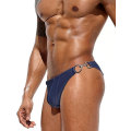 Miniatyrbild 3 av 6: Mäns Sexiga Badbyxor Bikini Briefs Glansiga Metalliska T-String med Höfttäckning Navy M