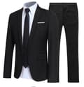Herrkostym med en knapp och mittveck, 2 delar Black 2XL