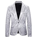 Miniatyrbillede 1 af 6: Paillet Party Blazer til Mænd, Skinnende Party Jakke Silver 3XL