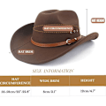 Miniatyrbild 4 av 8: Cowboyhatt för kvinnor och män Filt Bred Brätte Klassisk Utomhus Fedora Hattar Black