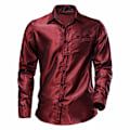 Miniatyrbilde 1 av 4: Menn's Glossy Lomme Langærmet Lapel Trykket Skjorte Red M