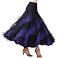 Miniatyrbillede 1 af 6: Ballroom Latin Dance Party Lang Swing Lagdelt Skørt til Kvinder Black+Purple