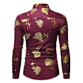 Miniatyrbilde 2 av 8: Herre Hipster Slim Fit Langærmet Knappeskjorte Wine Red M
