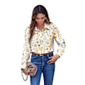 Miniatyrbilde 3 av 5: Dame Skjorte med Knapper Blomstermønstret Langermet Casual Topper Yellow M