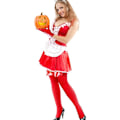 Miniatyrbillede 2 af 7: Julebue Top Thigh Highs Strømper og Røde Handsker Outfit Red