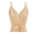 Miniatyrbillede 2 af 8: Kvinders Dyb V-Udsnit Party Mini Kjole, Sequin Aftenkjole gold XL